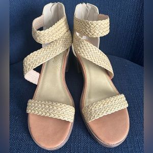 Cute boho sandals, size 8.5 with 2 inch block heel